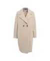 Harris Wharf London Double-breasted Teddy Coat With Classic Notched Collar In Neutral