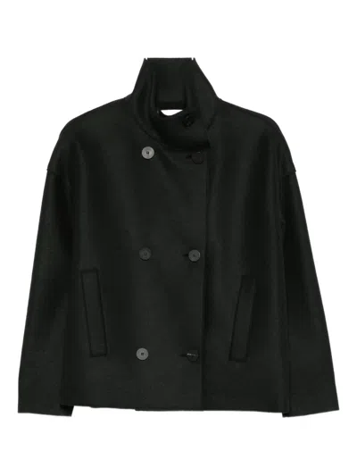 Harris Wharf London Double-breasted Virgin-wool Jacket In Black