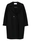 Harris Wharf London Black Double-breasted Coat With Dropped Shoulders In Wool Woman In Black