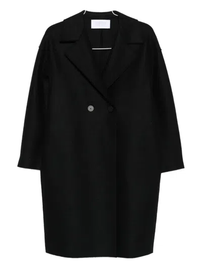 Harris Wharf London Double-breasted Wool Coat In Black