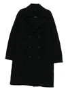Harris Wharf London Navy Blue Double-breasted Wool Coat In Black