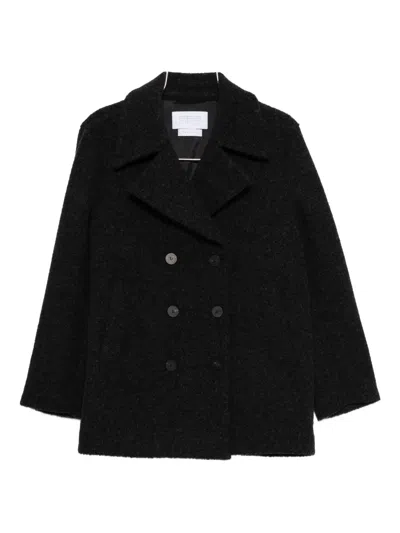 Harris Wharf London Double-breasted Wool Coat In Black