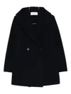 Harris Wharf London Boxy Blue Giacconi Coat With Oversized Collar In Blue