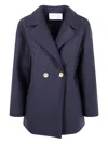 Harris Wharf London Women Dropped Shoulder Double Breasted Jacket Pressed Wool In Blue