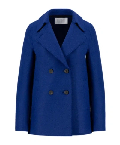 Harris Wharf London Double-breasted Wool Coat In Blue