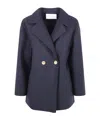 Harris Wharf London Women Dropped Shoulder Double Breasted Jacket Pressed Wool In Blue