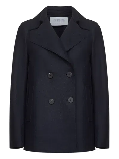 Harris Wharf London Double-breasted Wool Coat In Blue