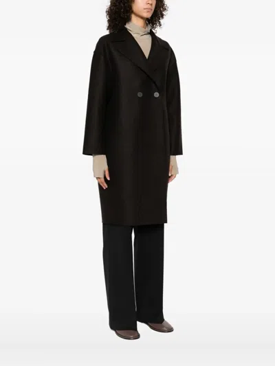 Harris Wharf London Double-breasted Wool Coat In Brown