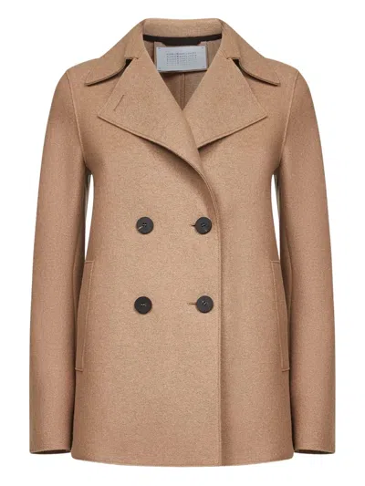 Harris Wharf London Double-breasted Wool Coat In Brown