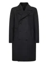 Harris Wharf London Anthracite Grey Double-breasted Wool Coat In Black