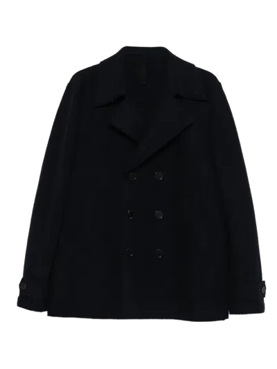 Harris Wharf London Double-breasted Wool Jacket In Black
