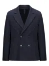 Harris Wharf London Double-breasted Wool Jacket In Blue