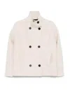Harris Wharf London Double-breasted Wool Short Coat In Beige In Neutral