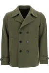 Harris Wharf London Virgin Wool Peacoat In Green