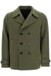 Harris Wharf London Virgin Wool Peacoat In Green