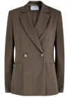 Harris Wharf London Double-breasted Woven Blazer In Dark Grey