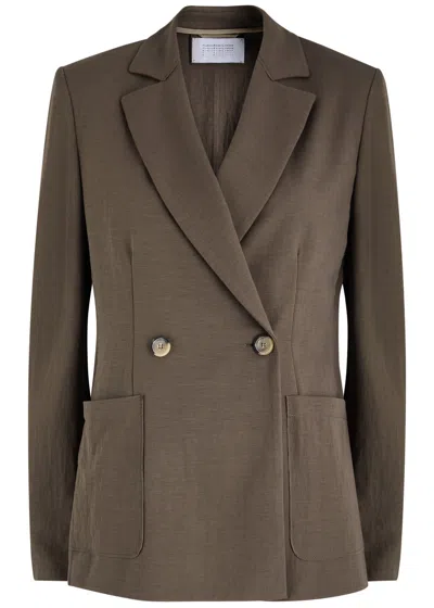 Harris Wharf London Double-breasted Woven Blazer In Dark Grey