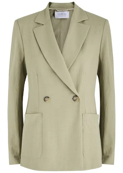 Harris Wharf London Double-breasted Woven Blazer In Sage