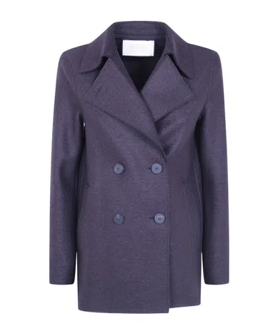 Harris Wharf London Double-breasted Cropped Coat In Purple