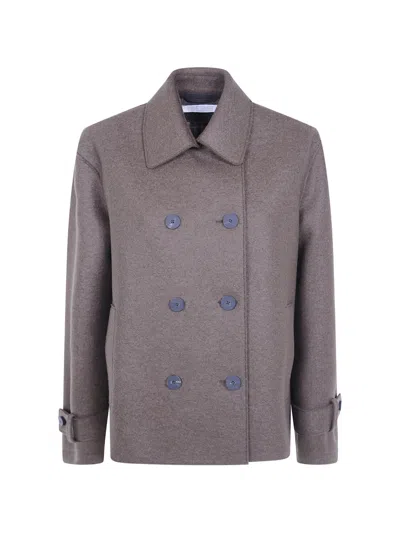 Harris Wharf London Double-breasted Wool Coat In Brown