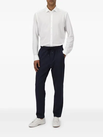 Harris Wharf London Drawstring Straight-leg Trousers In Blue