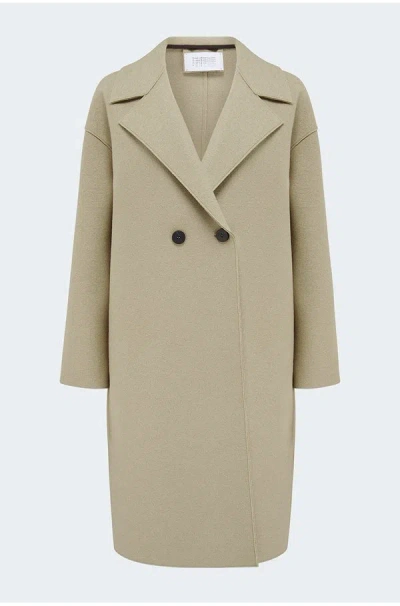 Harris Wharf London Drop Shoulder Double Breasted Coat In Tan In Sand