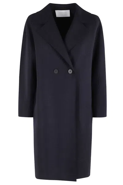 Harris Wharf London Dropped Shoulder Coat Pressed Wool In Blue