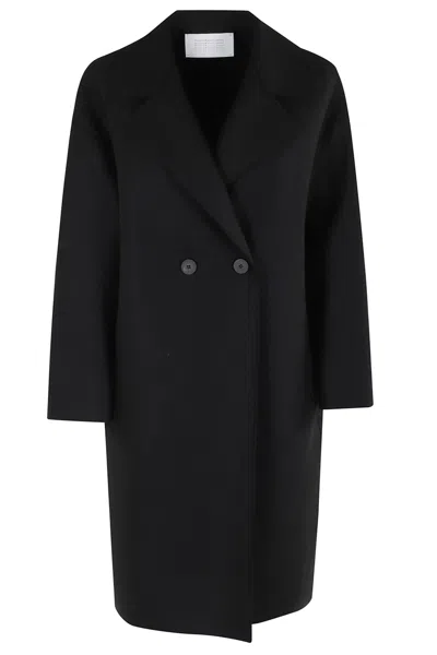 Harris Wharf London Dropped Shoulder Coat In Pressed Wool In Black