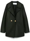 Harris Wharf London Virgin-wool Double-breasted Coat In Green