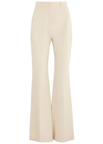 Harris Wharf London Flared-leg Flannel Trousers In Ivory
