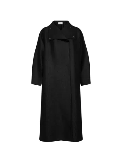 Harris Wharf London Funnel Neck Oversized Coat In Black