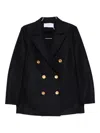 Harris Wharf London Double-breasted Coats With Notched Lapels And Side Pockets In Blue