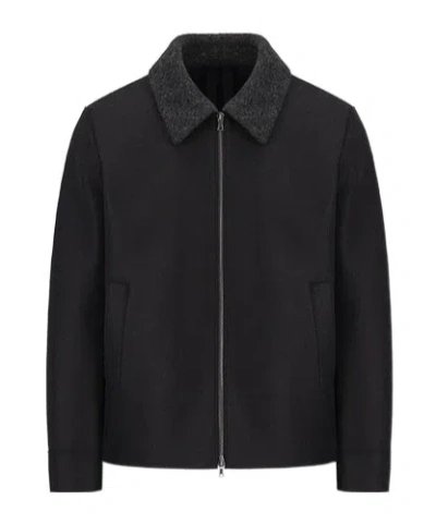 Harris Wharf London Golf Jacket Pressed Wool And Bouclè In Black