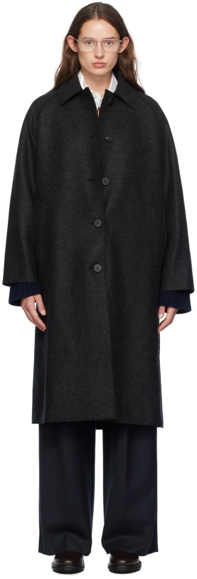 Harris Wharf London Gray Balmacaan Coat In 180 Anthracite