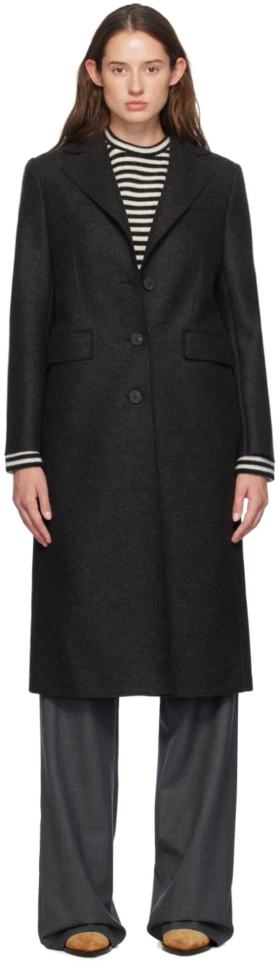 Harris Wharf London Gray Shoulder Pad Coat In 180 Anthracite