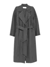 Harris Wharf London Gray Virgin Wool Coat With Belt At The Waist In Gray