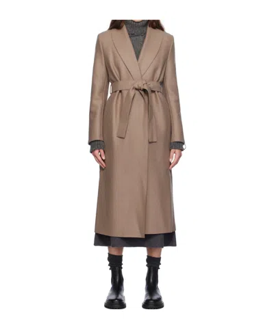 Harris Wharf London Green Fruit Collar Coat In Brown