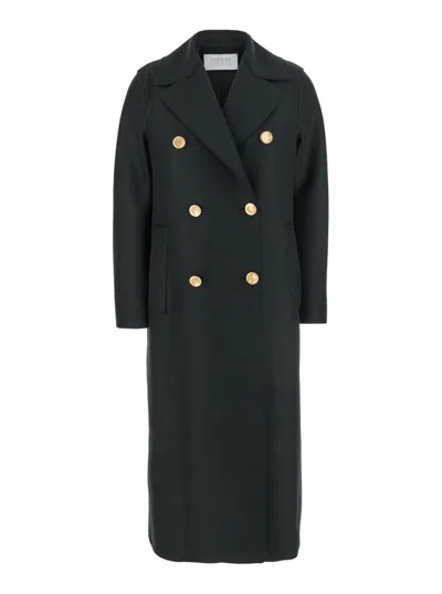Harris Wharf London Military Double-breasted Gold-button Coat In Black
