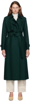 Harris Wharf London Green Pressed Wool Trench Coat In 643 Bottle Green