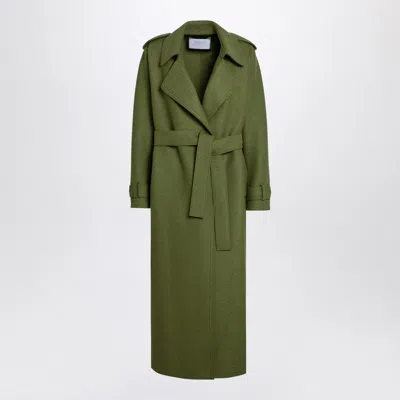 HARRIS WHARF LONDON GREEN WOOL COAT WITH BELT