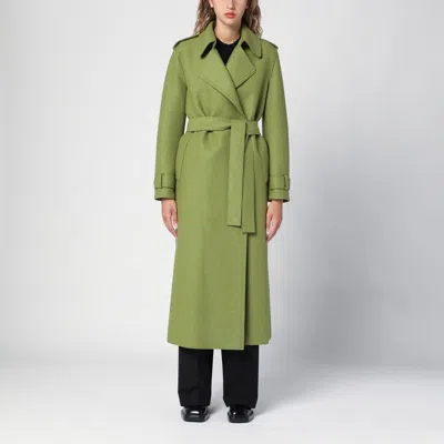 Harris Wharf London Green Wool Coat With Belt