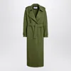 Harris Wharf London Green Wool Coat With Belt