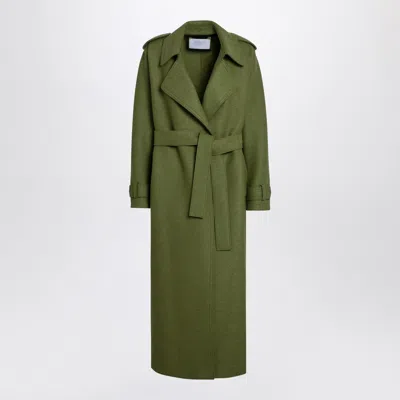 Harris Wharf London Green Wool Coat With Belt