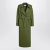 Harris Wharf London Green Wool Coat With Belt