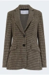 Harris Wharf London Hacking Jacket In Beige Houndstooth In Brown&#47;beige