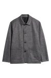 Harris Wharf London Heathered Wool Twill Button-up Utility Jacket In Grey Cavalry