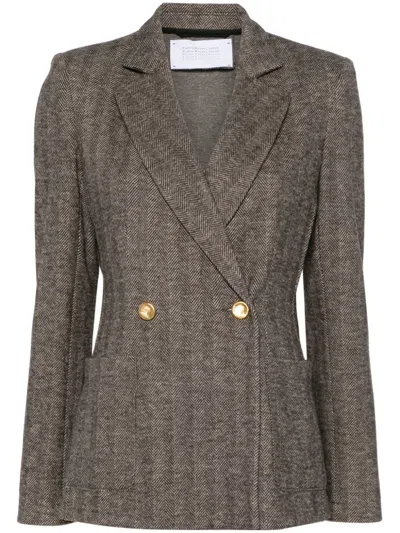 Harris Wharf London Double-breasted Button Blazer In Brown