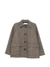 Harris Wharf London Herringbone-pattern Flap-pocket Jacket In Gray