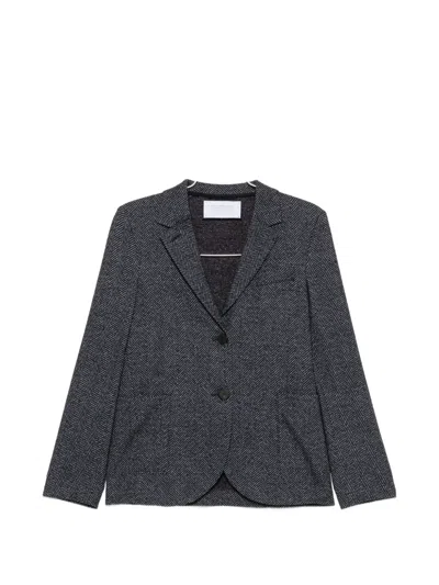 Harris Wharf London Herringbone-pattern Single-breasted Jacket In Gray
