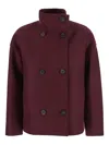 Harris Wharf London High-neck Double-breasted Coat In Red